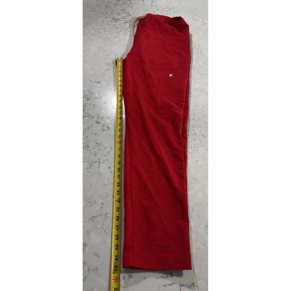 FIGS Cairo Cargo Scrub Pants Mens Medium Red Stretch Straight Leg M21SW2052
